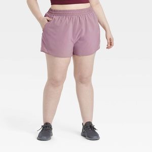 Women's Plus Size Mid-Rise Run Shorts 3" - All in Motion™ Light Mauve